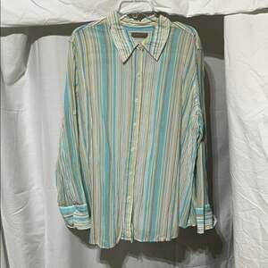 Kate Hill 22w 💯cotton turquoise gauzy nwot